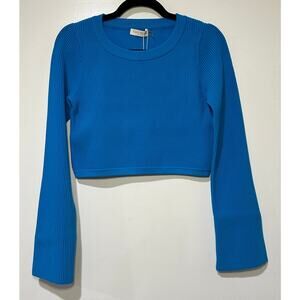 Ramy Brook Anaya Long Sleeve Ribbed Sweater Calypso Blue Size XS NWT Classy